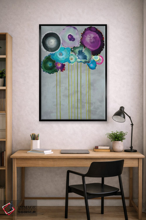 تابلو انتزاعی دسته گل نقره ای اثر لورا ون هورن - D1B