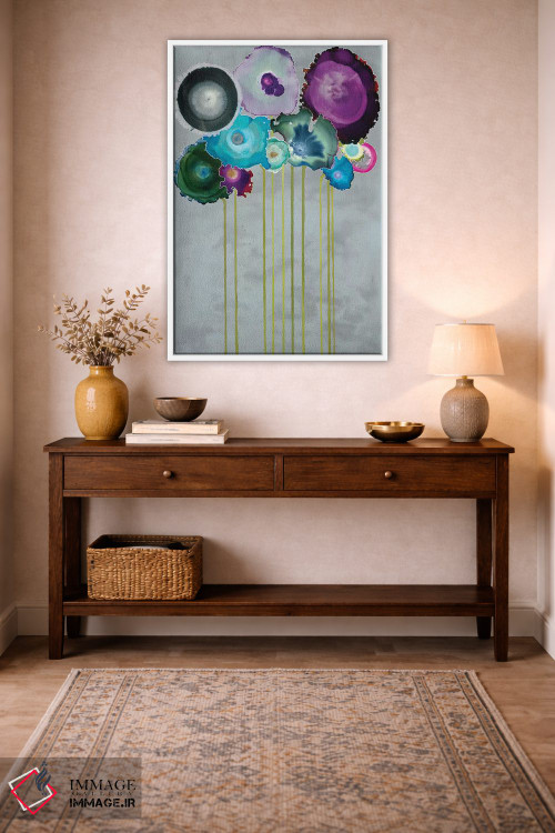 تابلو انتزاعی دسته گل نقره ای اثر لورا ون هورن - D3W
