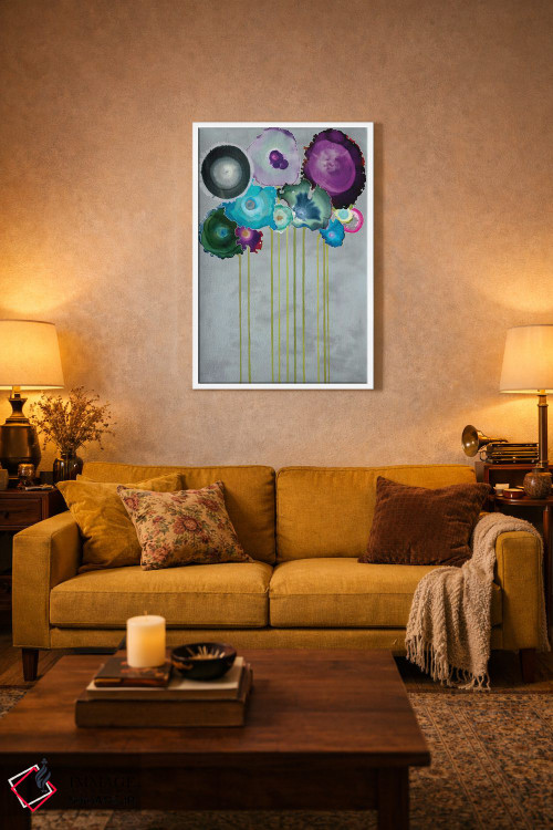 تابلو انتزاعی دسته گل نقره ای اثر لورا ون هورن - D2W