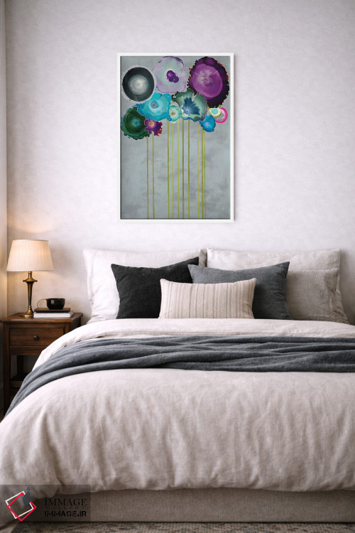 تابلو انتزاعی دسته گل نقره ای اثر لورا ون هورن - D5W