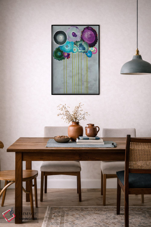 تابلو انتزاعی دسته گل نقره ای اثر لورا ون هورن - D6B