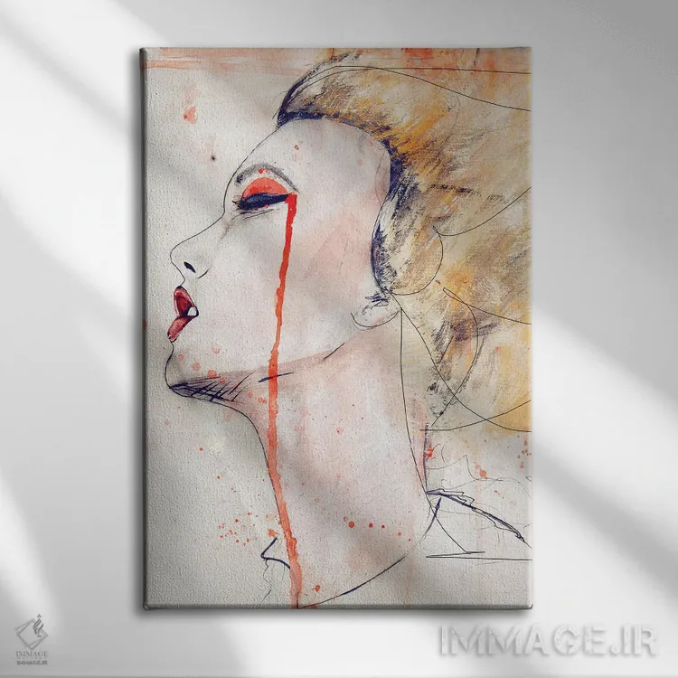 تابلو دکوراتیو مخمل نارنجی اثر لی واینر - نمای روبهرو روی دیوار