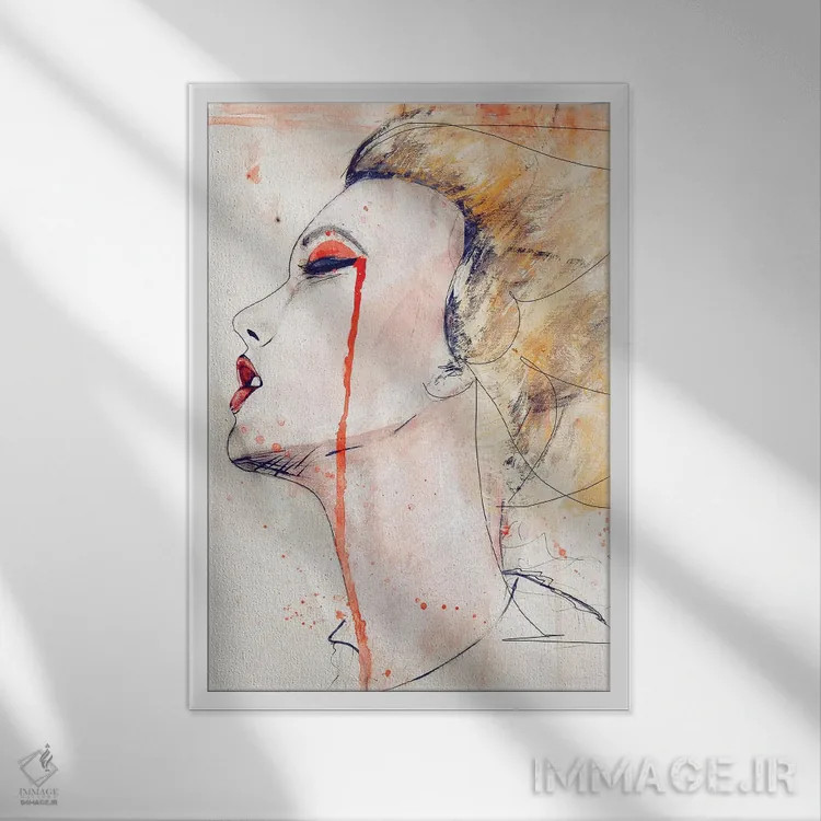 تابلو دکوراتیو مخمل نارنجی اثر لی واینر - نمای قابدار سفید