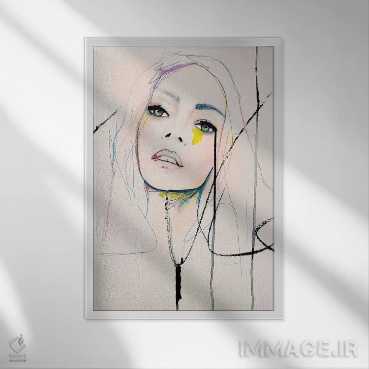 تابلو دکوراتیو شور و شعف ترمیم شده اثر لی واینر - نمای قابدار سفید