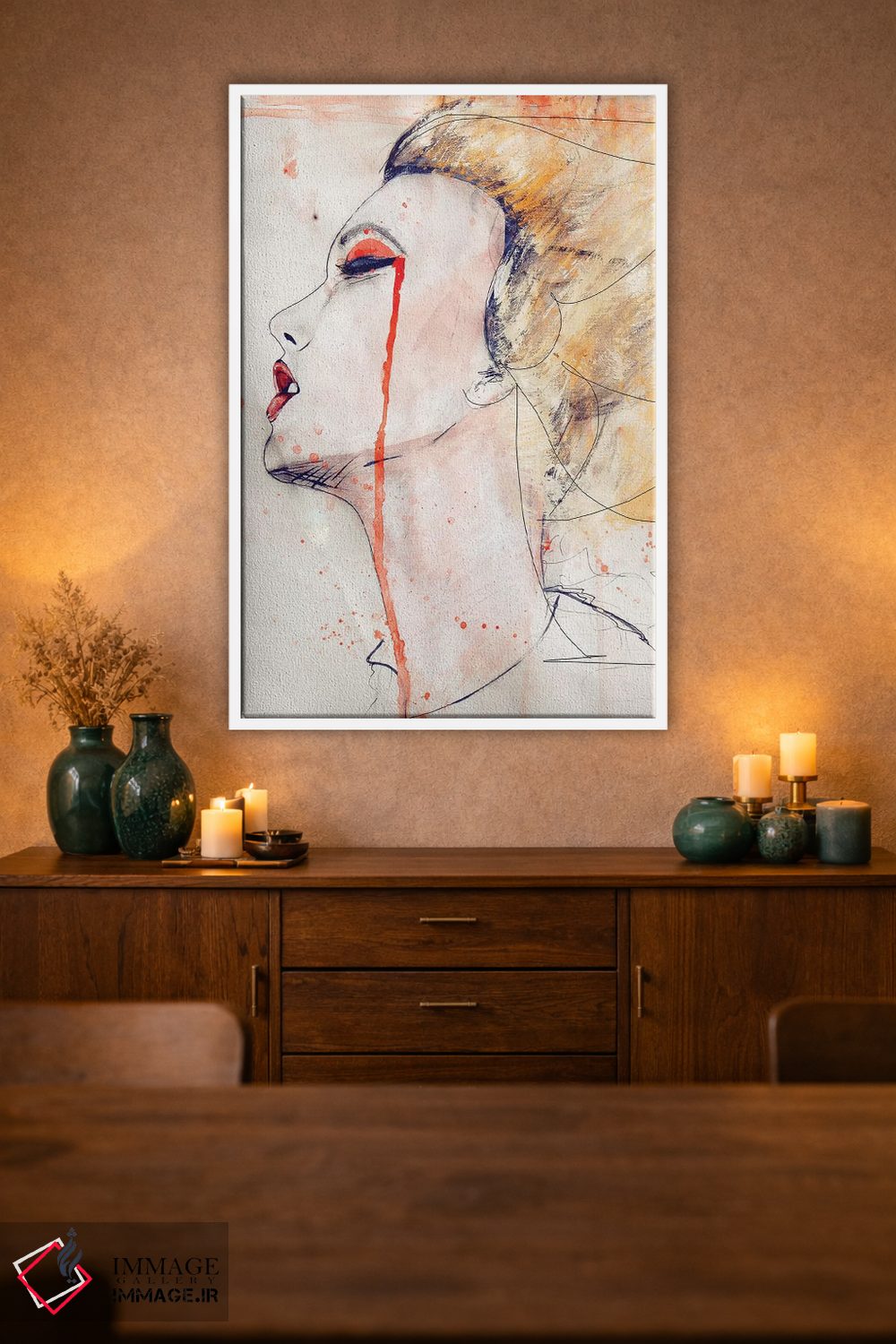 تابلو دکوراتیو مخمل نارنجی اثر لی واینر - D1W