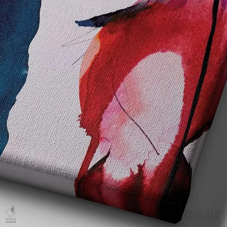 تابلو دکوراتیو سرخ تیره اثر لی واینر - نمای نزدیک بافت بوم