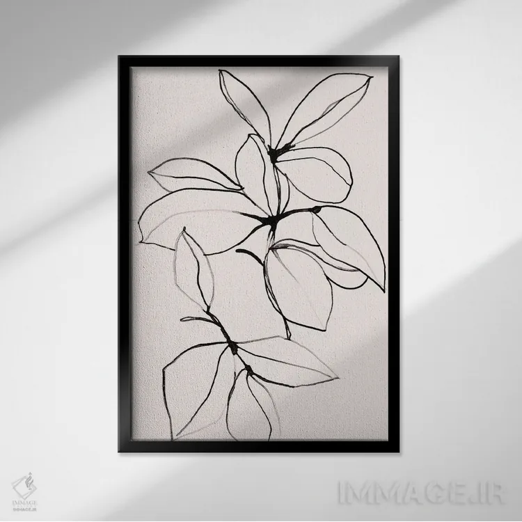 تابلو مینیمال شاخ وبرگ اثر لی واینر - نمای قابدار مشکی