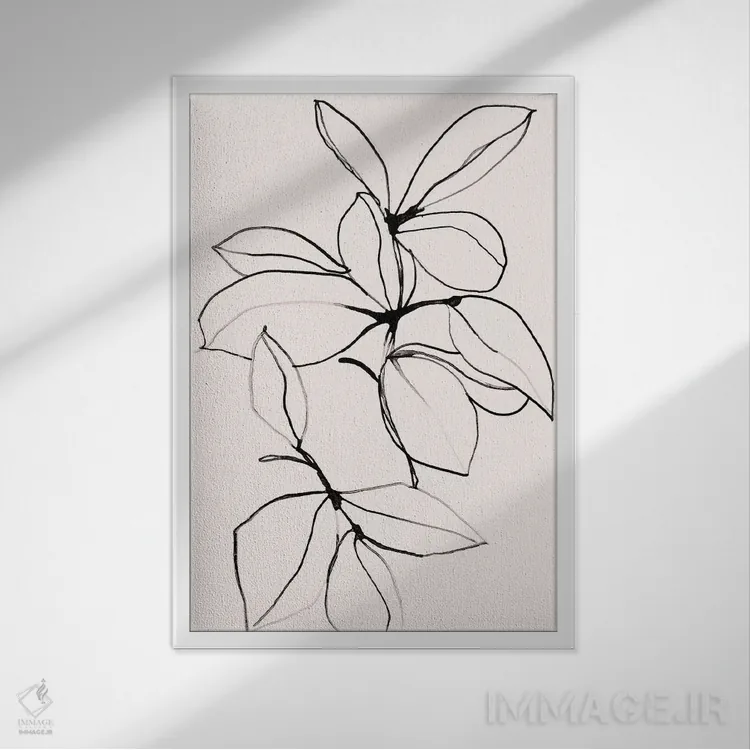 تابلو مینیمال شاخ وبرگ اثر لی واینر - نمای قابدار سفید