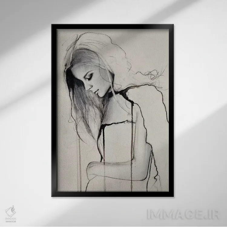 تابلو دکوراتیو کم رنگ شدن اثر لی واینر - نمای قابدار مشکی