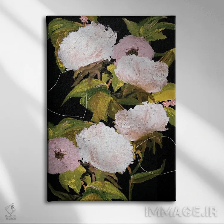 تابلو دکوراتیو گل صدتومانی II اثر لی واینر - نمای روبهرو روی دیوار