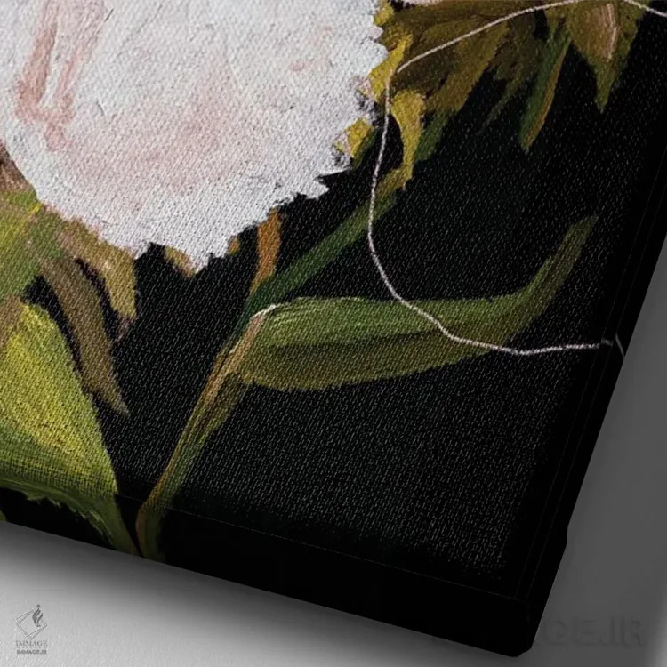 تابلو دکوراتیو گل صدتومانی II اثر لی واینر - نمای نزدیک بافت بوم