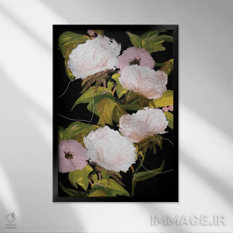 تابلو دکوراتیو گل صدتومانی II اثر لی واینر - نمای قابدار مشکی