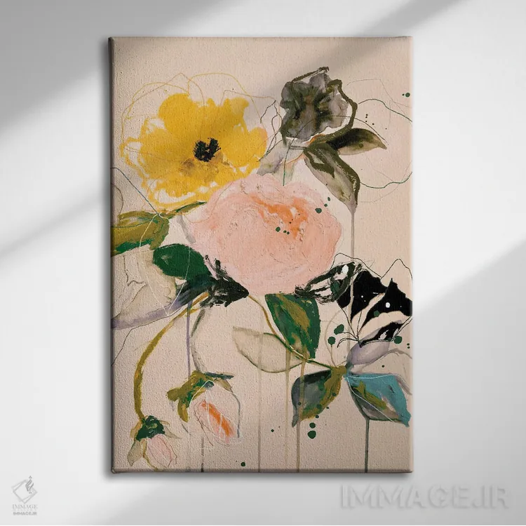 تابلو دکوراتیو پروانه گل رز اثر لی واینر - نمای روبهرو روی دیوار