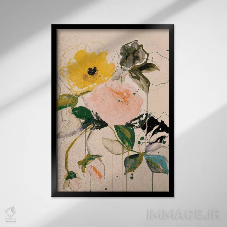 تابلو دکوراتیو پروانه گل رز اثر لی واینر - نمای قابدار مشکی