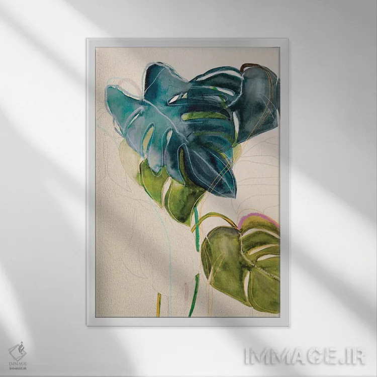 تابلو مدرن مونسترا آبی اثر لی واینر - نمای قابدار سفید