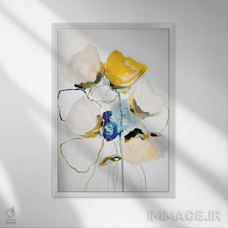 تابلو انتزاعی شکوفه اثر لی واینر - نمای قابدار سفید