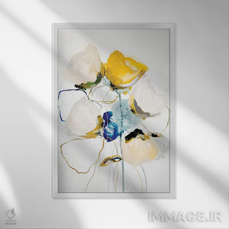 تابلو انتزاعی شکوفه اثر لی واینر - نمای قابدار سفید