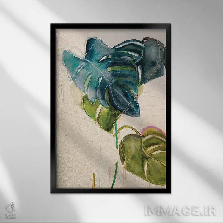 تابلو مدرن مونسترا آبی اثر لی واینر - نمای قابدار مشکی