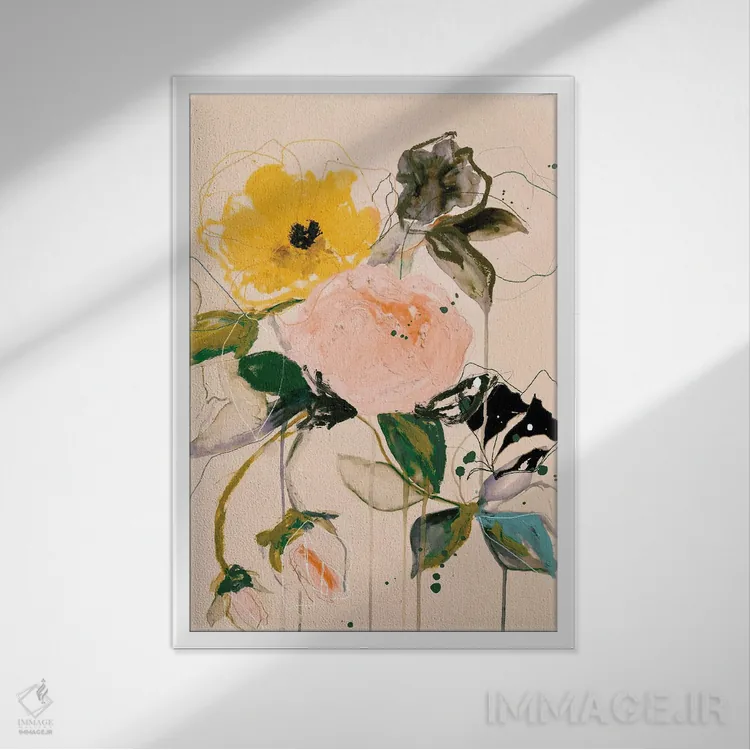 تابلو دکوراتیو پروانه گل رز اثر لی واینر - نمای قابدار سفید