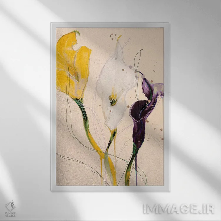 تابلو دکوراتیو سوسن کالا اثر لی واینر - نمای قابدار سفید