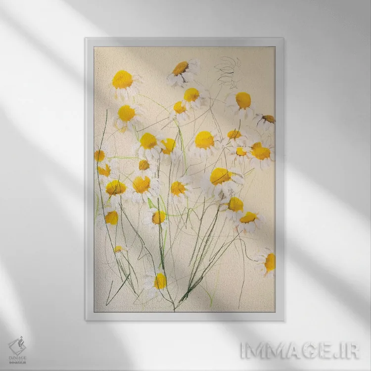 تابلو انتزاعی بابونه I اثر لی واینر - نمای قابدار سفید