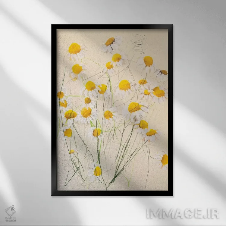 تابلو انتزاعی بابونه I اثر لی واینر - نمای قابدار مشکی