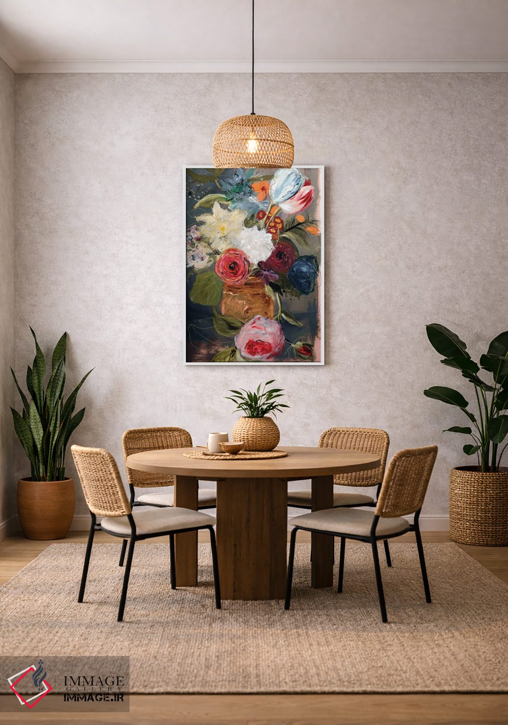 تابلو دکوراتیو طبیعت بی جان بی عنوان با گل ها اثر لی واینر - D2W