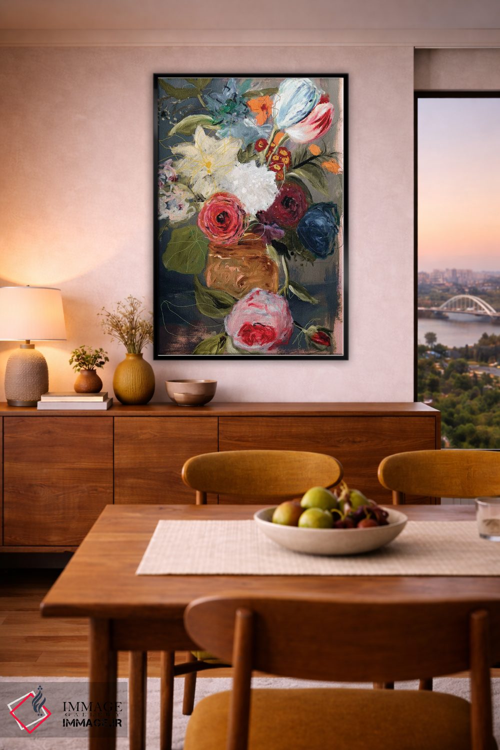 تابلو دکوراتیو طبیعت بی جان بی عنوان با گل ها اثر لی واینر - D5B