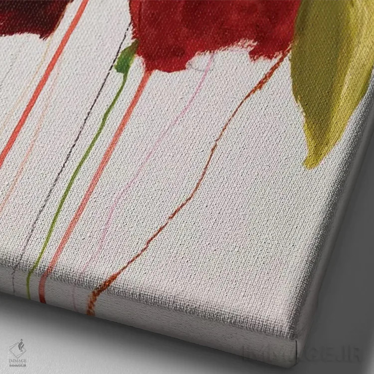 تابلو انتزاعی شکوفه - در قرمز من اثر لی واینر - نمای نزدیک بافت بوم