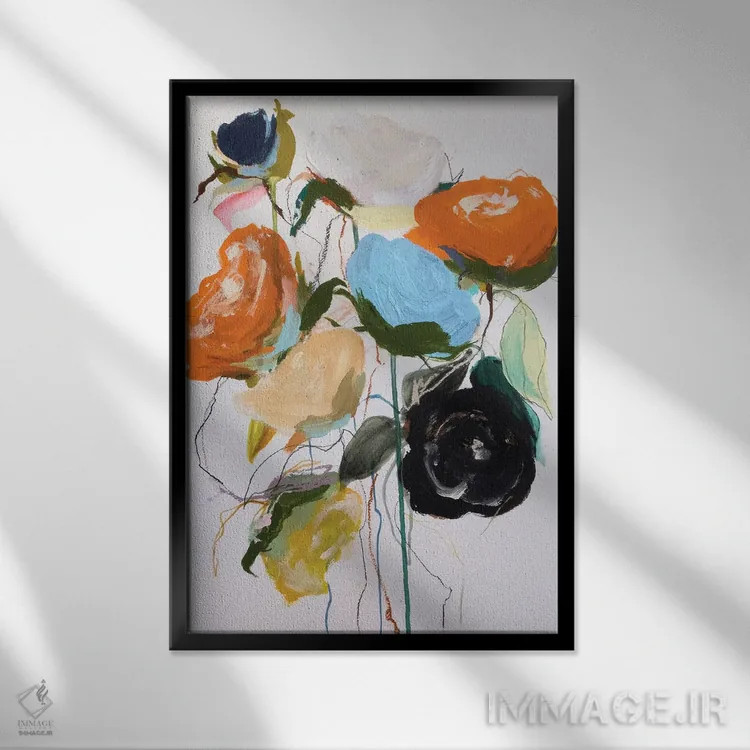 تابلو انتزاعی بدون باد اثر لی واینر - نمای قابدار مشکی