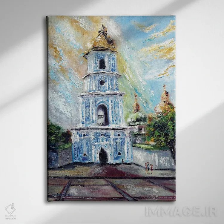 تابلو کلاسیک کی یف با گنبد طلایی، اوکراین اثر روسـلانا لواندووسکا - نمای روبهرو روی دیوار