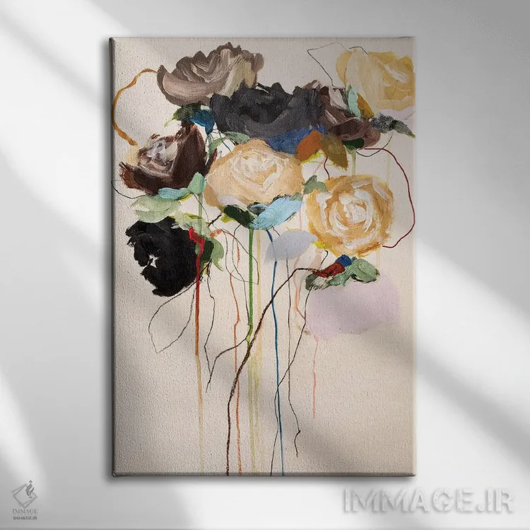 تابلو انتزاعی مجموعه شکوفه ها اثر لی واینر - نمای روبهرو روی دیوار