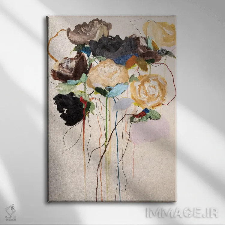 تابلو انتزاعی مجموعه شکوفه ها اثر لی واینر - نمای روبهرو روی دیوار