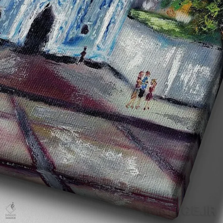 تابلو کلاسیک کی یف با گنبد طلایی، اوکراین اثر روسـلانا لواندووسکا - نمای نزدیک بافت بوم