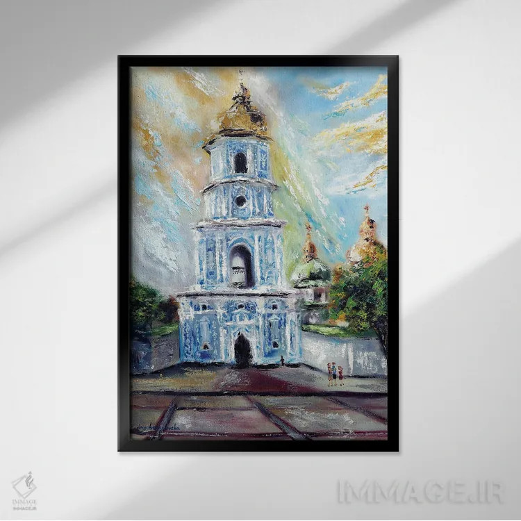تابلو کلاسیک کی یف با گنبد طلایی، اوکراین اثر روسـلانا لواندووسکا - نمای قابدار مشکی