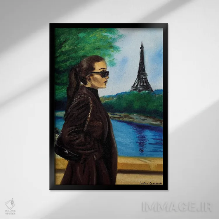 تابلو دکوراتیو بعدازظهر پاریسی اثر روسـلانا لواندووسکا - نمای قابدار مشکی