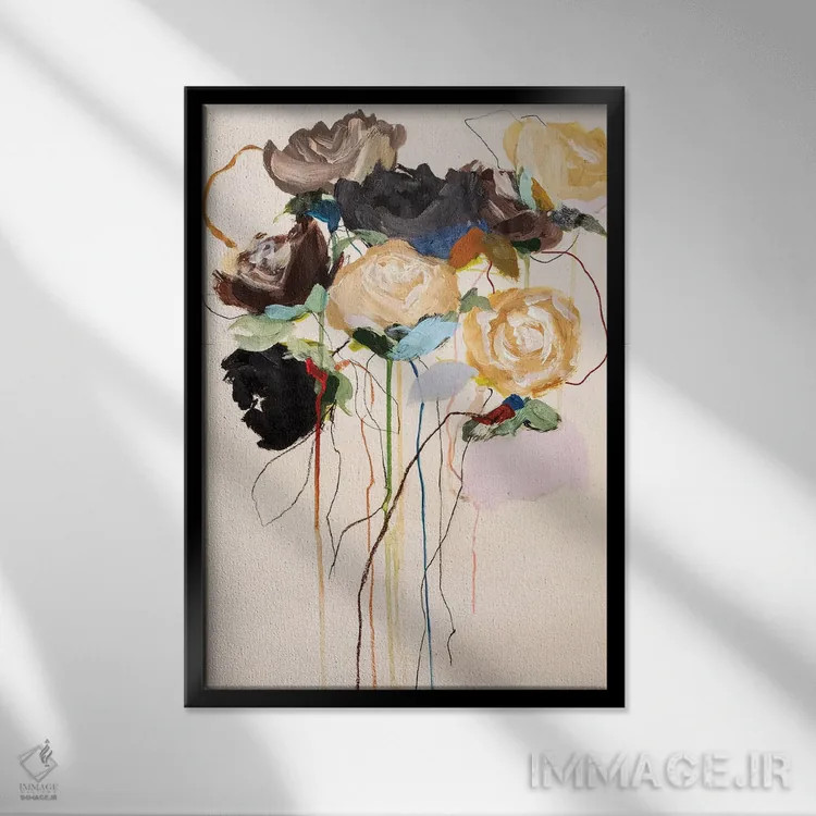 تابلو انتزاعی مجموعه شکوفه ها اثر لی واینر - نمای قابدار مشکی