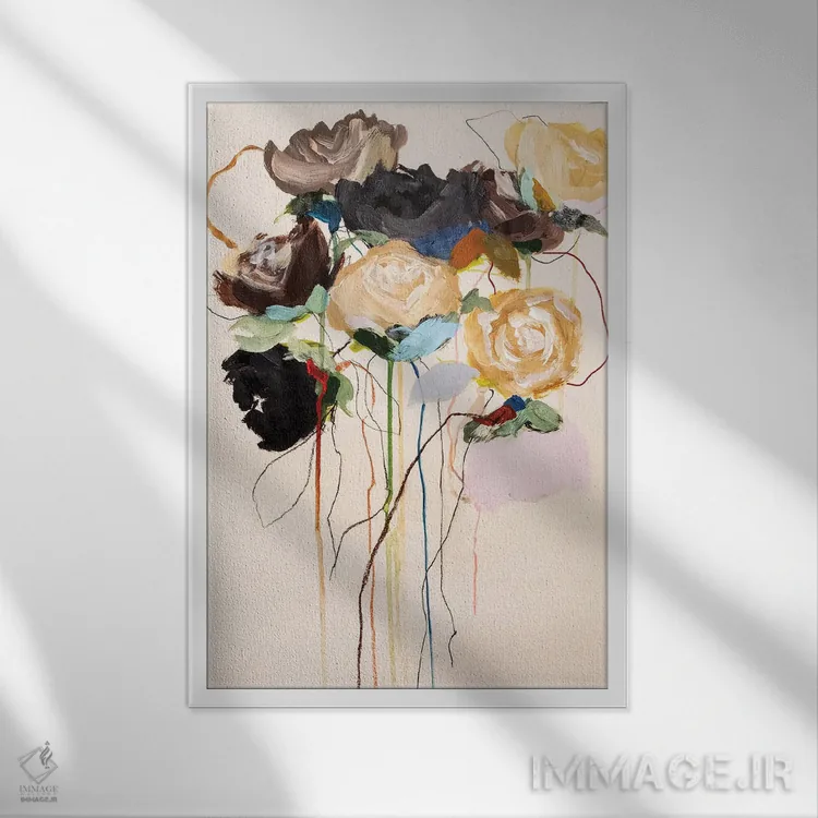تابلو انتزاعی مجموعه شکوفه ها اثر لی واینر - نمای قابدار سفید