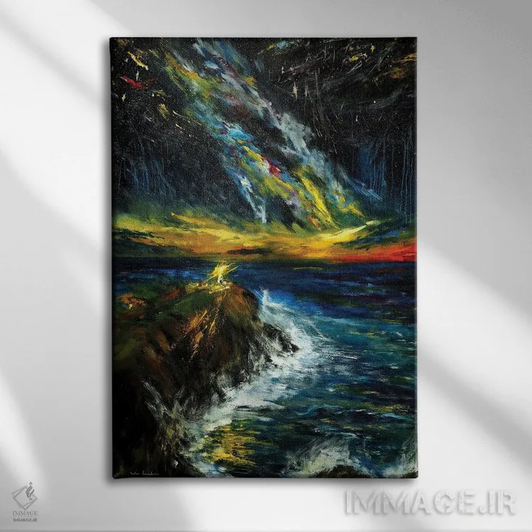 تابلو کلاسیک میان ستارگان و اقیانوس، هاوایی اثر روسـلانا لواندووسکا - نمای روبهرو روی دیوار