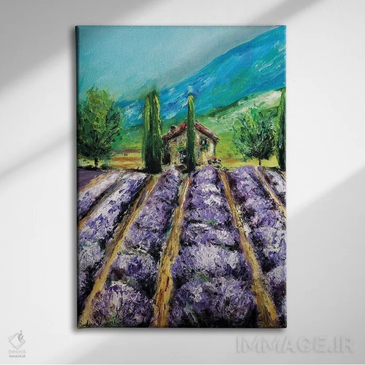 تابلو کلاسیک مزارع اسطوخودوس، فرانسه اثر روسـلانا لواندووسکا - نمای روبهرو روی دیوار