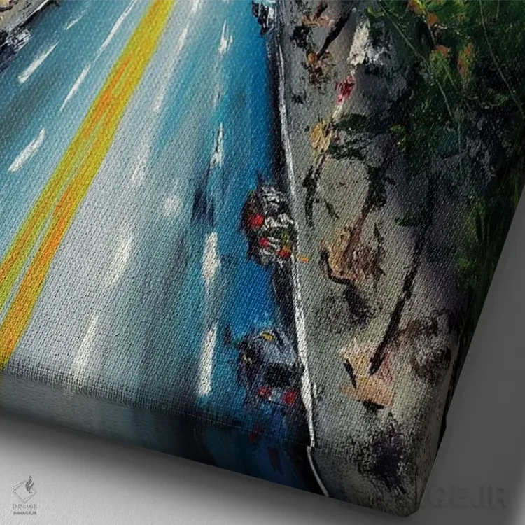 تابلو کلاسیک خیابان منهتن اثر روسـلانا لواندووسکا - نمای نزدیک بافت بوم