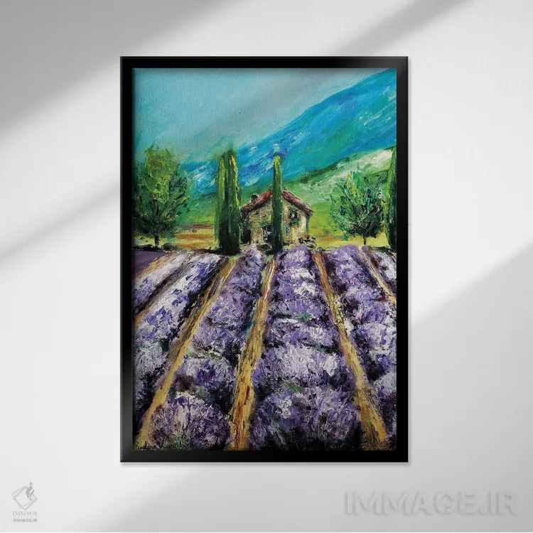 تابلو کلاسیک مزارع اسطوخودوس، فرانسه اثر روسـلانا لواندووسکا - نمای قابدار مشکی