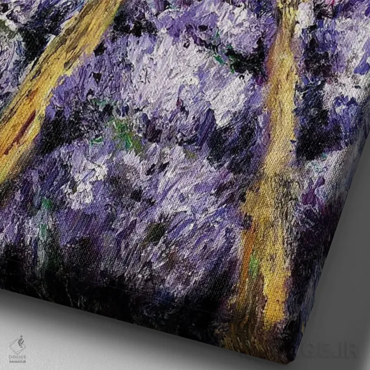 تابلو کلاسیک مزارع اسطوخودوس، فرانسه اثر روسـلانا لواندووسکا - نمای نزدیک بافت بوم