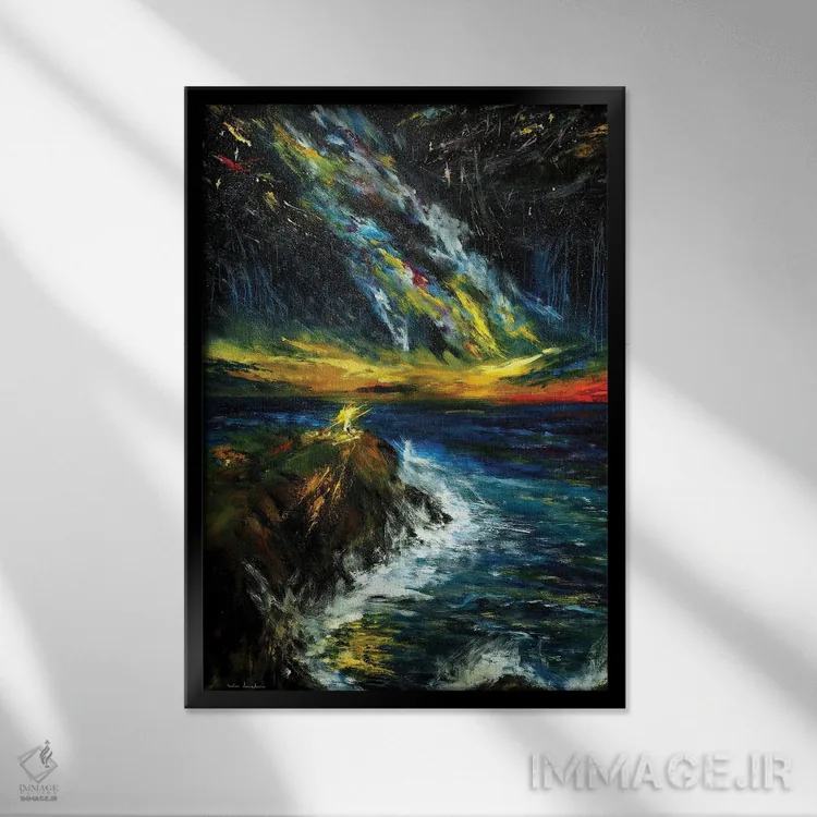 تابلو کلاسیک میان ستارگان و اقیانوس، هاوایی اثر روسـلانا لواندووسکا - نمای قابدار مشکی