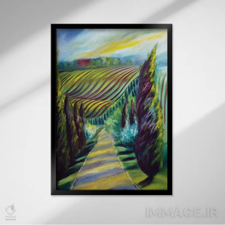 تابلو دکوراتیو زیر آفتاب توسکانی در ایتالیا اثر روسـلانا لواندووسکا - نمای قابدار مشکی