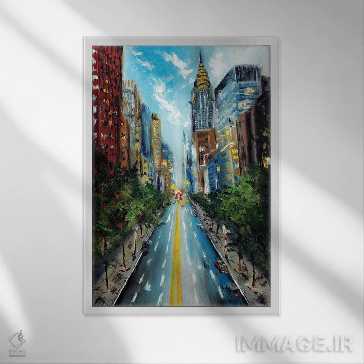 تابلو کلاسیک خیابان منهتن اثر روسـلانا لواندووسکا - نمای قابدار سفید