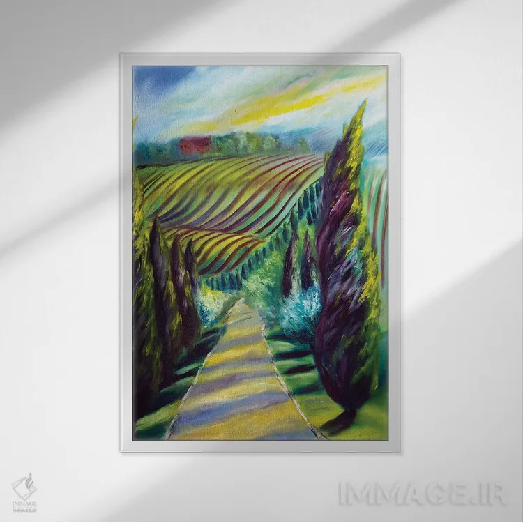 تابلو دکوراتیو زیر آفتاب توسکانی در ایتالیا اثر روسـلانا لواندووسکا - نمای قابدار سفید