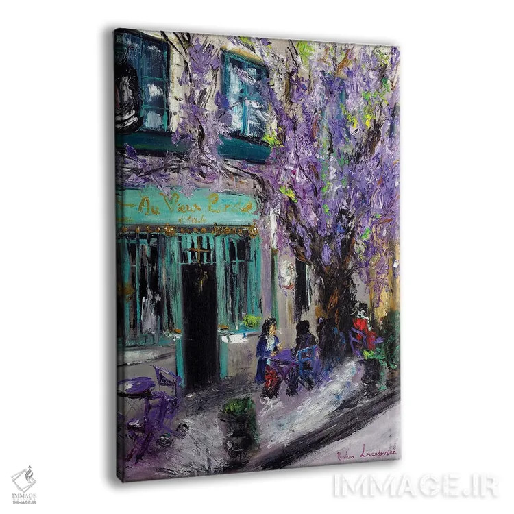 تابلو کلاسیک کافه بنفش در پاریس، فرانسه اثر روسـلانا لواندووسکا - نمای پرسپکتیو محصول