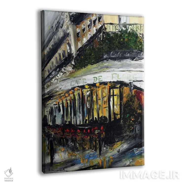 تابلو کلاسیک کافه دو فلور، عصر پاریس اثر روسـلانا لواندووسکا - نمای پرسپکتیو محصول