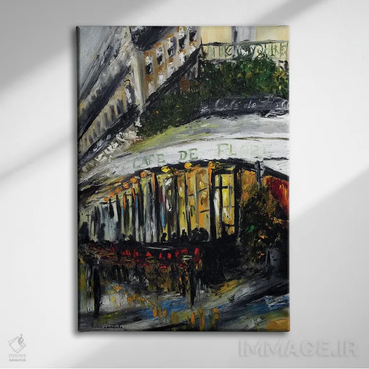 تابلو کلاسیک کافه دو فلور، عصر پاریس اثر روسـلانا لواندووسکا - نمای روبهرو روی دیوار
